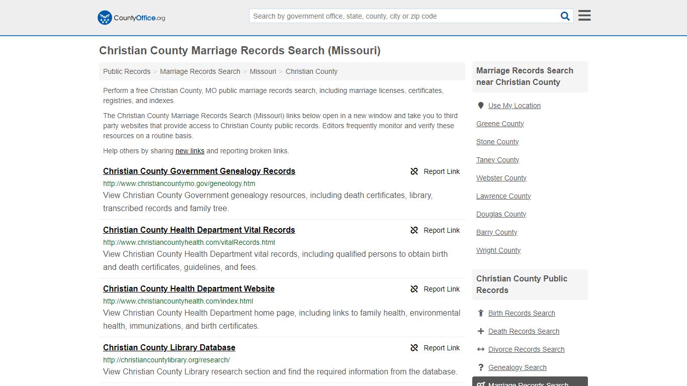 Christian County Marriage Records Search (Missouri) - County Office